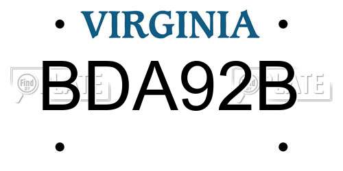 BDA92B Virginia License Plate