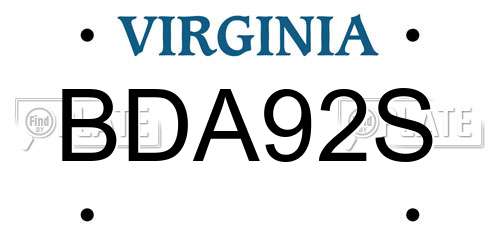 BDA92S Virginia License Plate