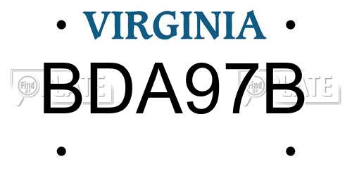 BDA97B Virginia License Plate