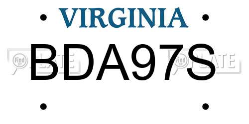 BDA97S Virginia License Plate