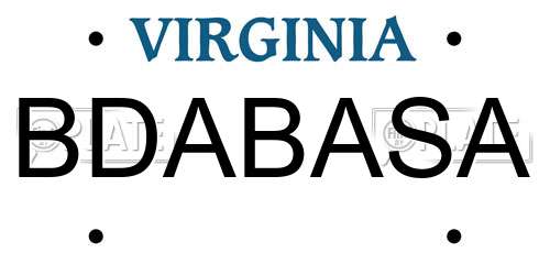 BDABASA Virginia License Plate