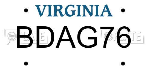 BDAG76 Virginia License Plate