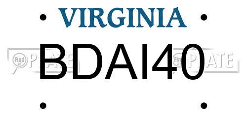 BDAI40 Virginia License Plate