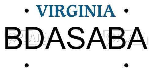 BDASABA Virginia License Plate