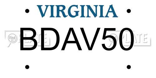 BDAV50 Virginia License Plate