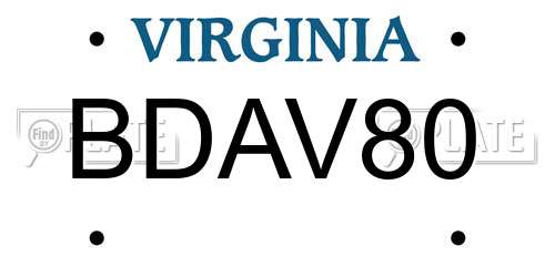 BDAV80 Virginia License Plate