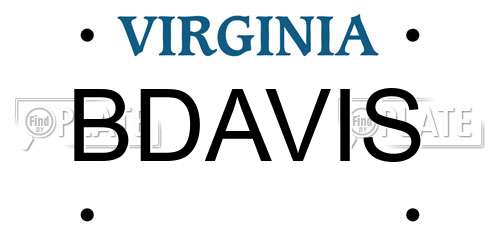 BDAVIS Virginia License Plate