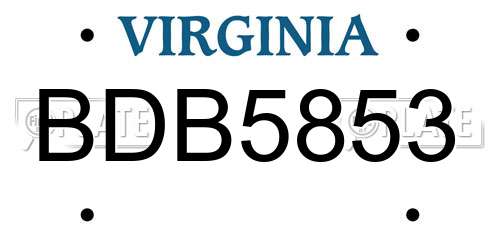 BDB5853 Virginia License Plate