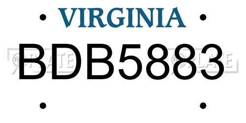 BDB5883 Virginia License Plate