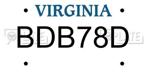 BDB78D Virginia License Plate