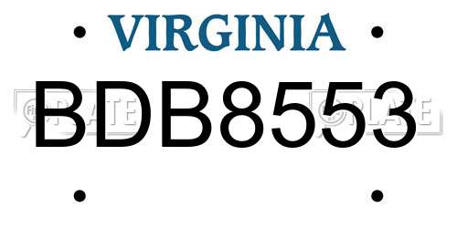 BDB8553 Virginia License Plate