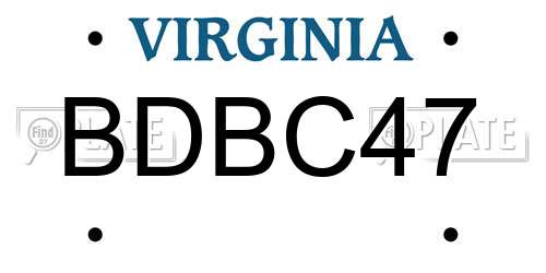 BDBC47 Virginia License Plate