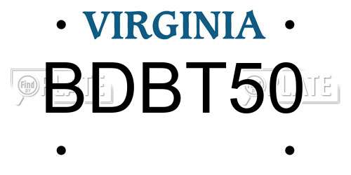BDBT50 Virginia License Plate