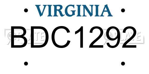 BDC1292 Virginia License Plate