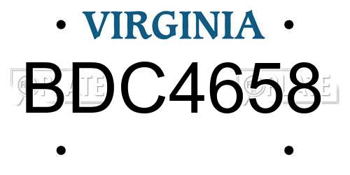 BDC4658 Virginia License Plate