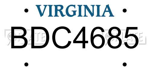 BDC4685 Virginia License Plate