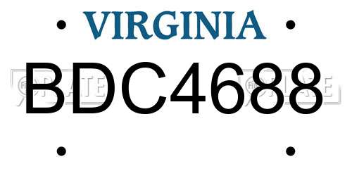 BDC4688 Virginia License Plate