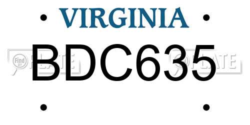 BDC635 Virginia License Plate