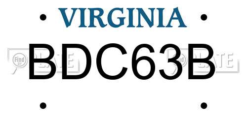 BDC63B Virginia License Plate