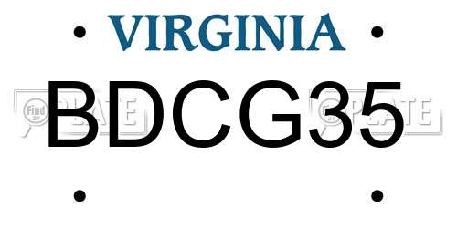 BDCG35 Virginia License Plate