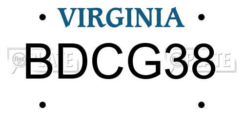 BDCG38 Virginia License Plate