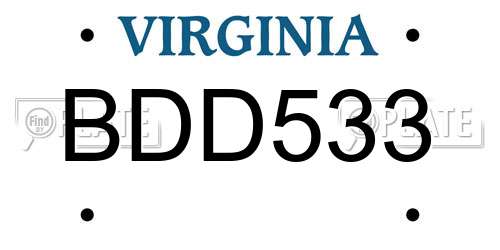 BDD533 Virginia License Plate