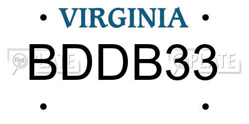 BDDB33 Virginia License Plate