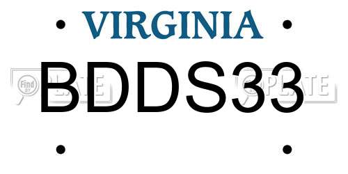 BDDS33 Virginia License Plate