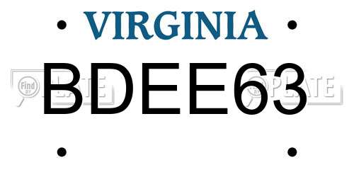 BDEE63 Virginia License Plate