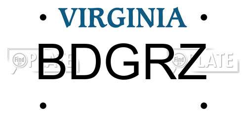 BDGRZ Virginia License Plate