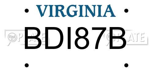 BDI87B Virginia License Plate