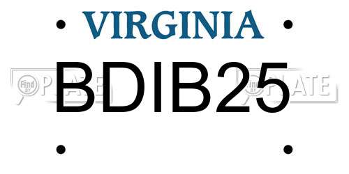 BDIB25 Virginia License Plate