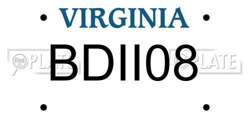 BDII08 Virginia License Plate