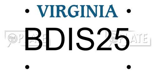 BDIS25 Virginia License Plate