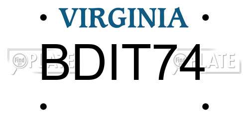 BDIT74 Virginia License Plate