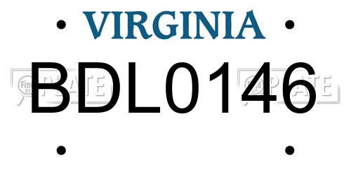 BDL0146 Virginia License Plate