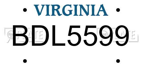 BDL5599 Virginia License Plate