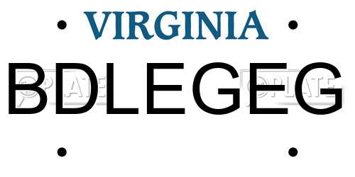 BDLEGEG Virginia License Plate
