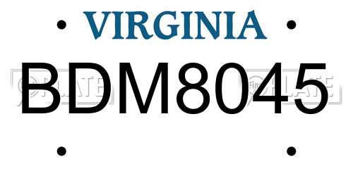 BDM8045 Virginia License Plate