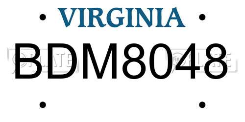 BDM8048 Virginia License Plate