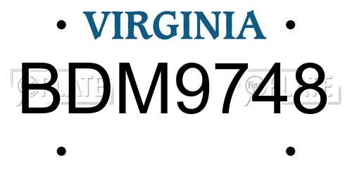 BDM9748 Virginia License Plate