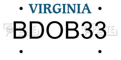 BDOB33 Virginia License Plate