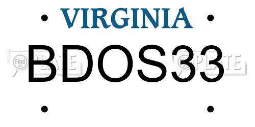 BDOS33 Virginia License Plate