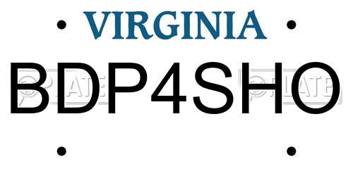 BDP4SHO Virginia License Plate