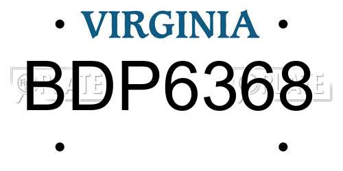 BDP6368 Virginia License Plate