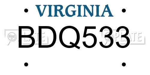 BDQ533 Virginia License Plate