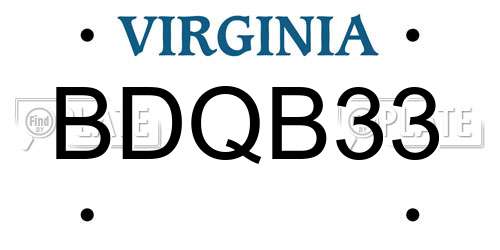 BDQB33 Virginia License Plate