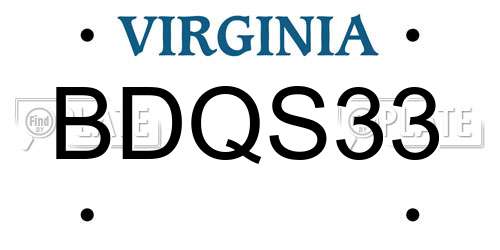 BDQS33 Virginia License Plate
