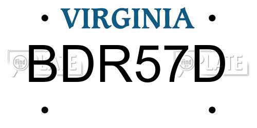 BDR57D Virginia License Plate