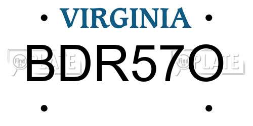 BDR57O Virginia License Plate